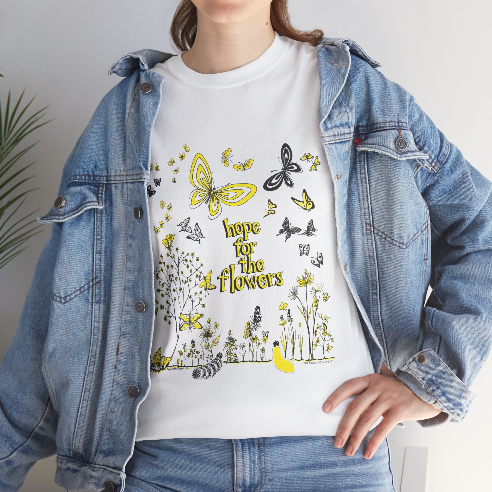 Hope for the Flowers 100% Heavy Cotton Unisex Tee | Nature-Inspired Butterfly Design | Eco-Friendly Inspirational Gift