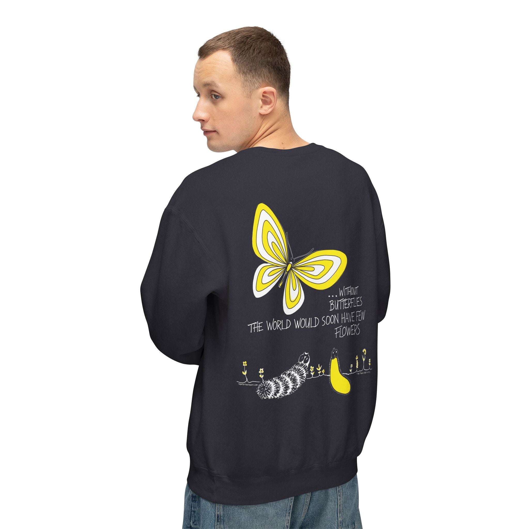Hope for the Flowers Lightweight Sweatshirt | 100% Ring-Spun Cotton | Relaxed Crewneck | Nature-Inspired Butterfly Design | Sustainable Gift of Hope