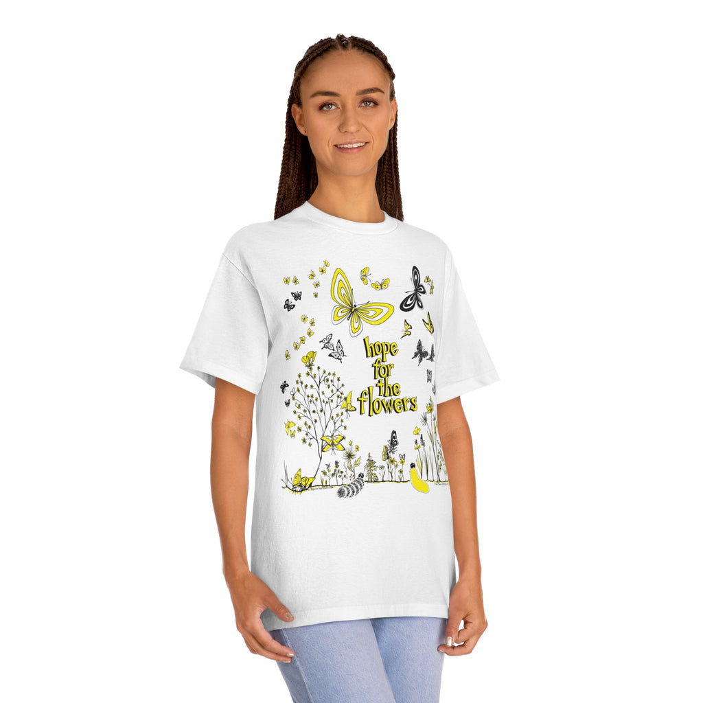 Hope for the Flowers | 100% Soft Cotton Unisex Tee  | Nature-Inspired Butterfly Design | Eco-Friendly Inspirational Gift