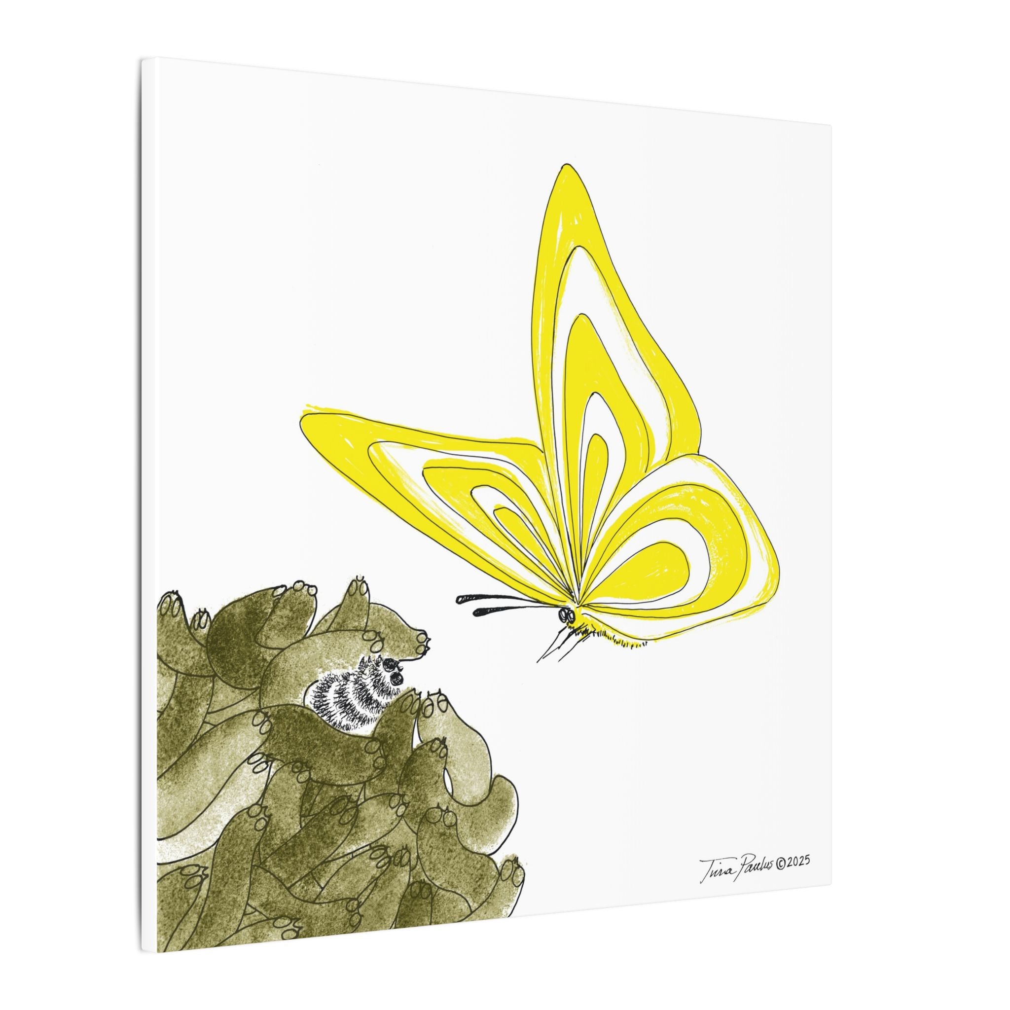 Hope for the Flowers Canvas Wall Art | Stripe Recognizes Yellow Transformation Scene | Eco-Friendly FSC Pine Frame | Inspirational Butterfly Illustration