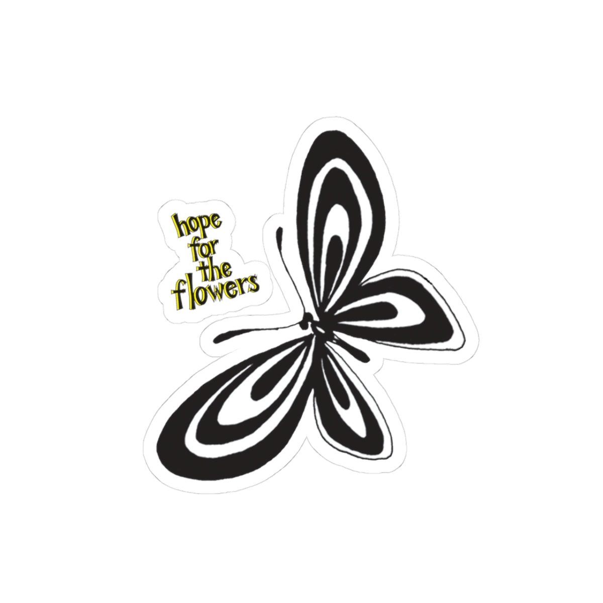 Stripe Butterfly Kiss-Cut Sticker with Book Title | "Hope for the Flowers" Decal