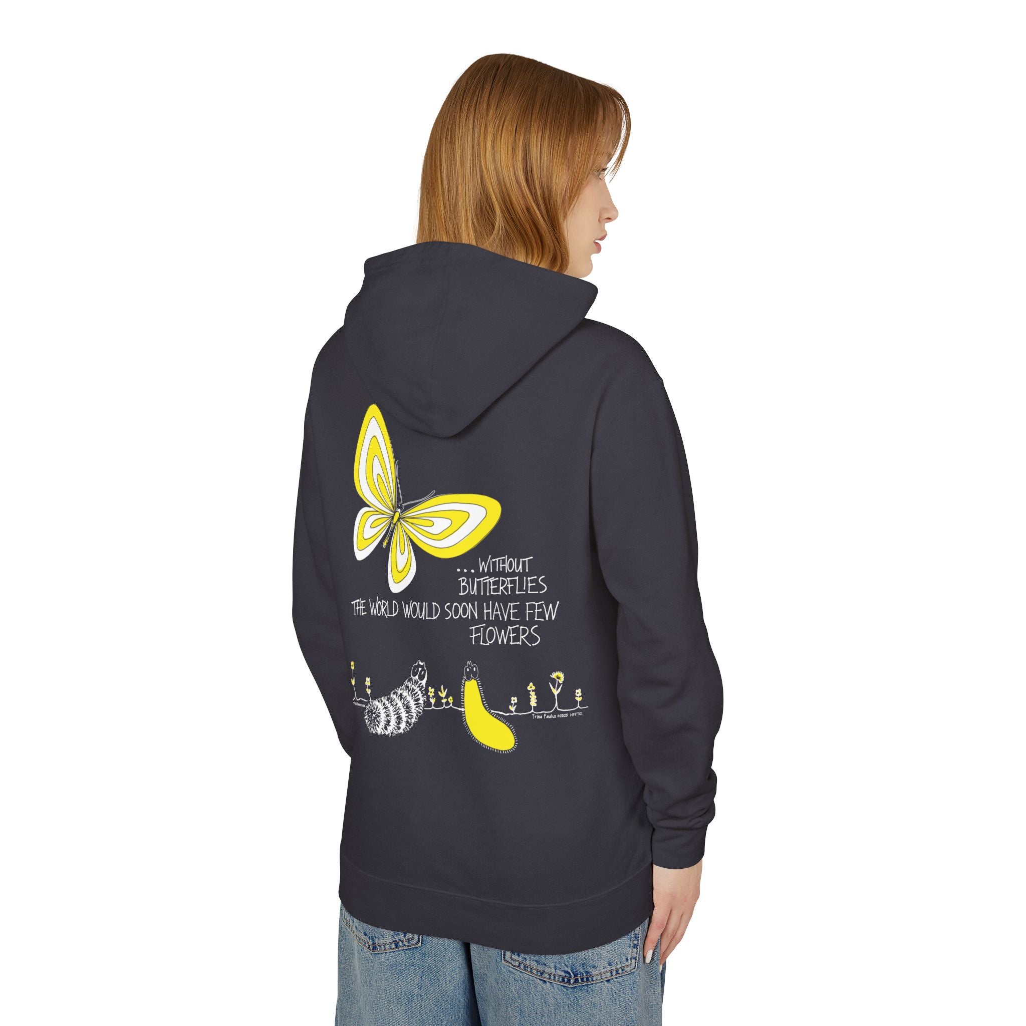 Hope for the Flowers 100% Ring-Spun Cotton Unisex Hoodie |  | Garment-Dyed Eco-Friendly Fleece | Inspirational Butterfly Design | Sustainable Gift of Hope