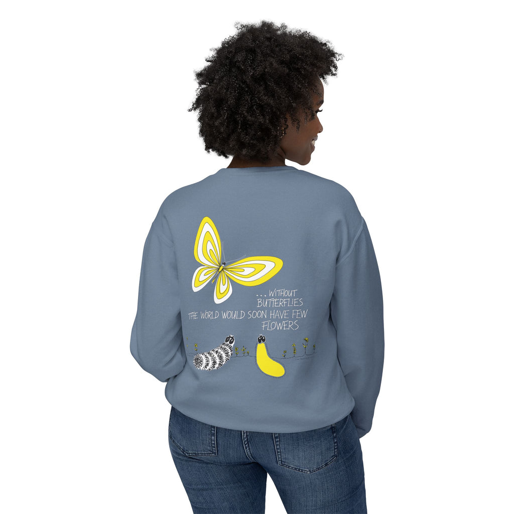 Hope for the Flowers Lightweight Sweatshirt | 100% Ring-Spun Cotton | Relaxed Crewneck | Nature-Inspired Butterfly Design | Sustainable Gift of Hope