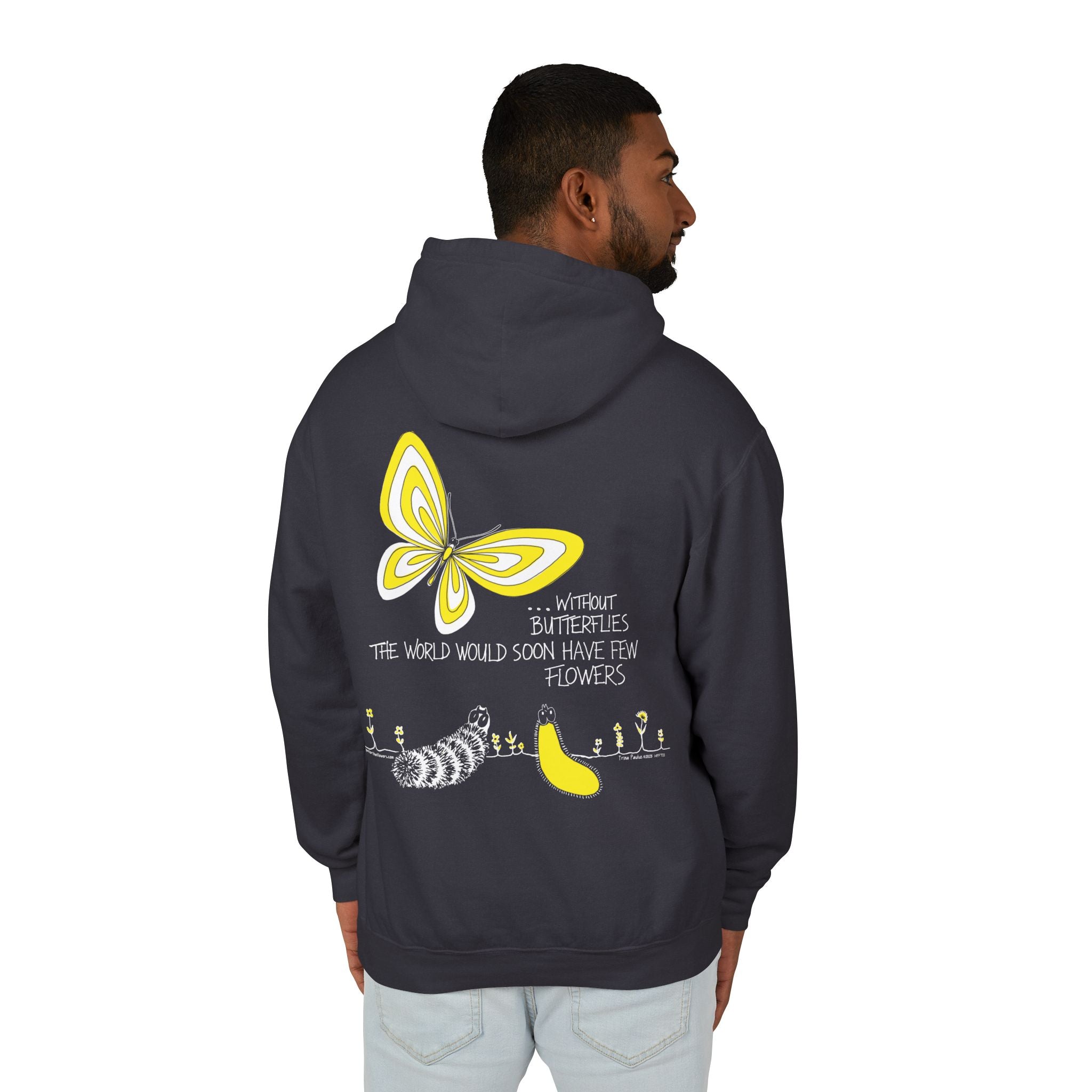 Hope for the Flowers 100% Ring-Spun Cotton Unisex Hoodie |  | Garment-Dyed Eco-Friendly Fleece | Inspirational Butterfly Design | Sustainable Gift of Hope