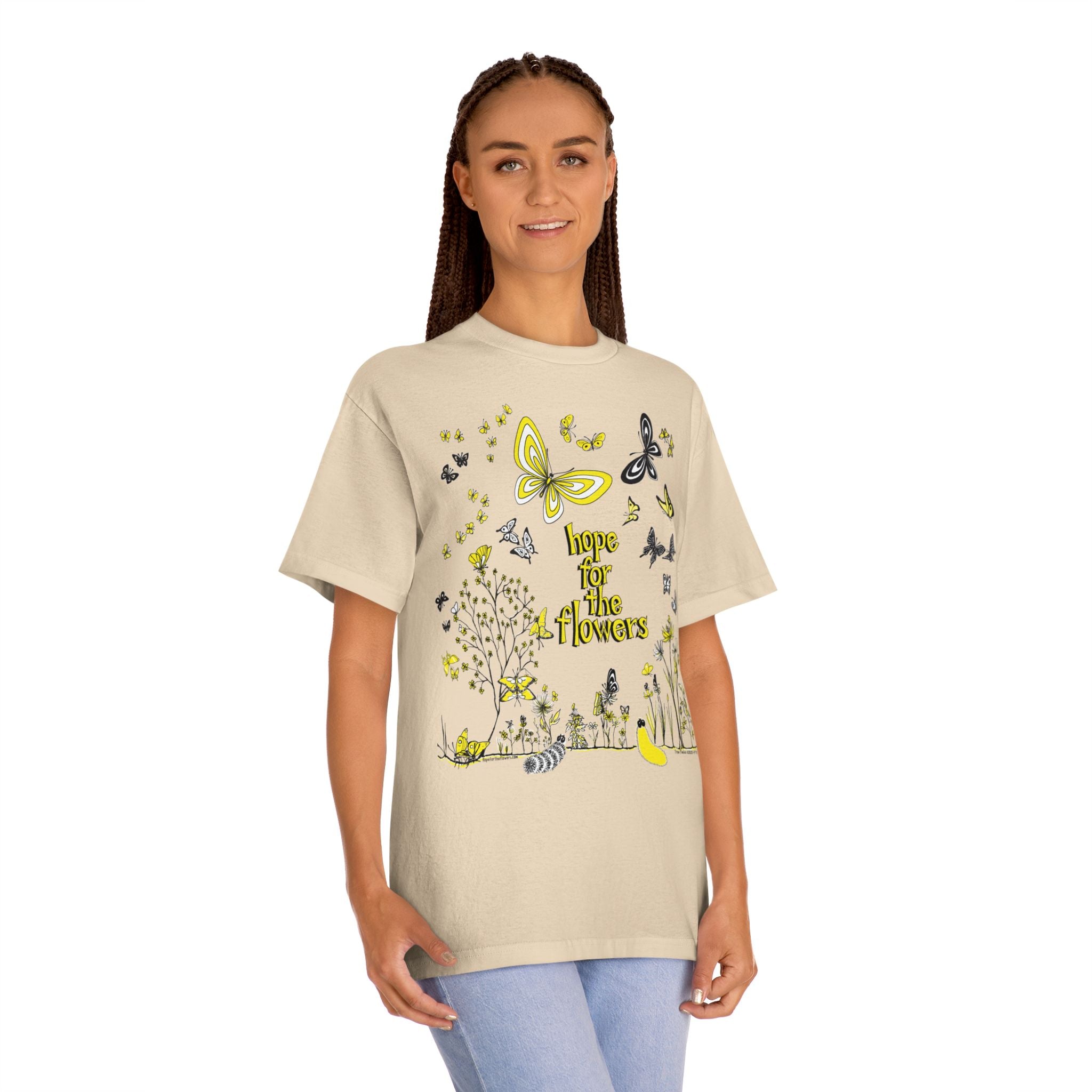 Hope for the Flowers | 100% Soft Cotton Unisex Tee  | Nature-Inspired Butterfly Design | Eco-Friendly Inspirational Gift