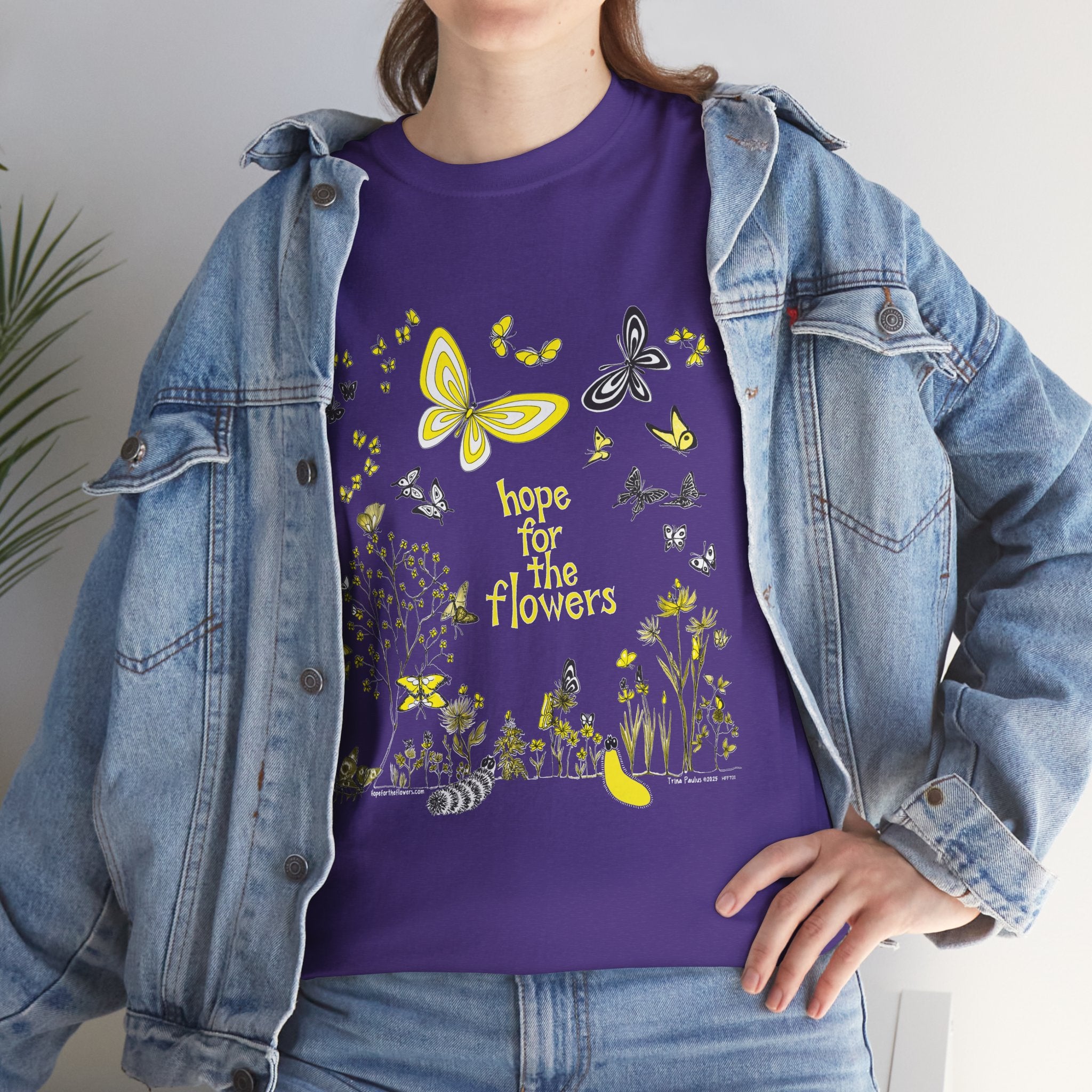 Hope for the Flowers 100% Heavy Cotton Unisex Tee | Nature-Inspired Butterfly Design | Eco-Friendly Inspirational Gift