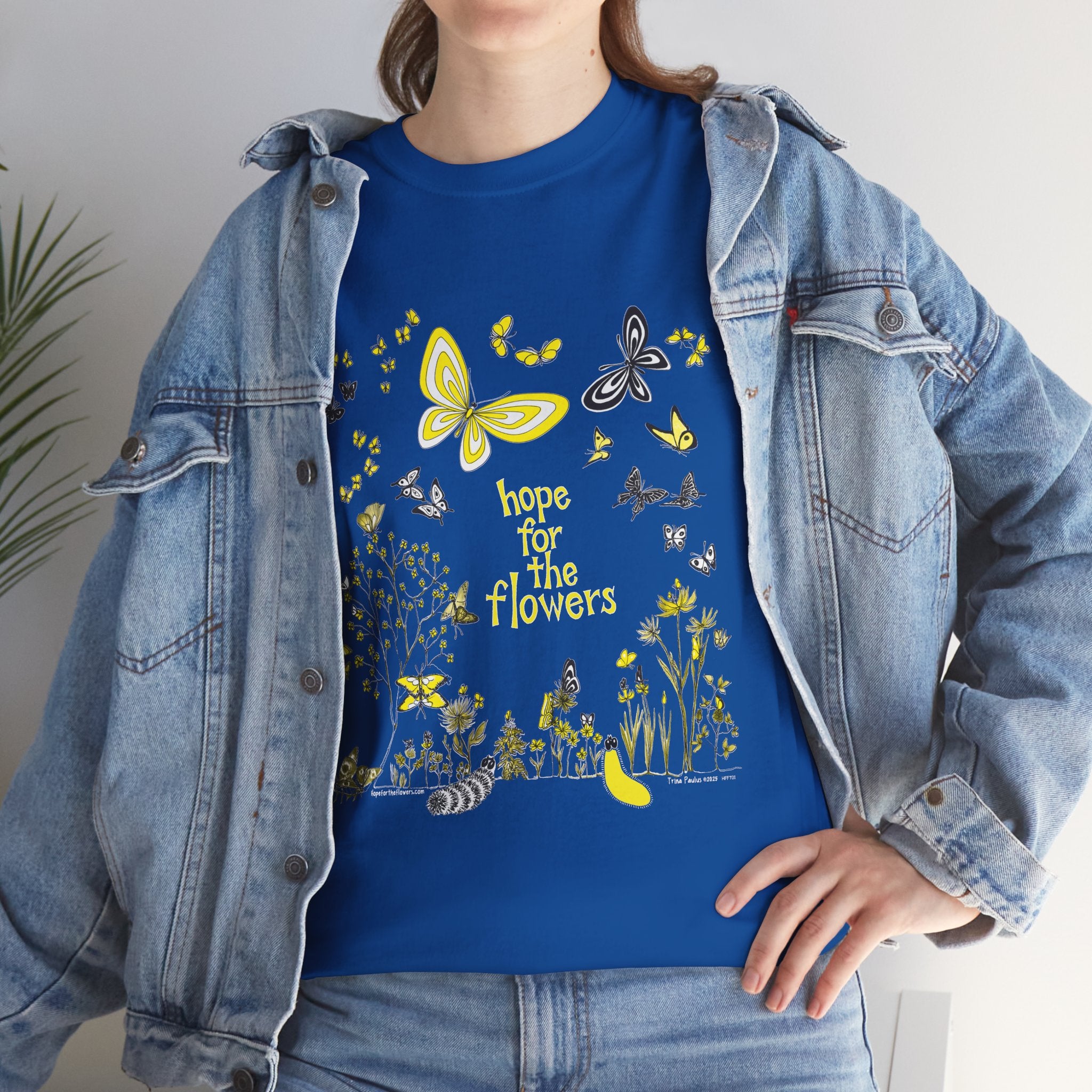 Hope for the Flowers 100% Heavy Cotton Unisex Tee | Nature-Inspired Butterfly Design | Eco-Friendly Inspirational Gift