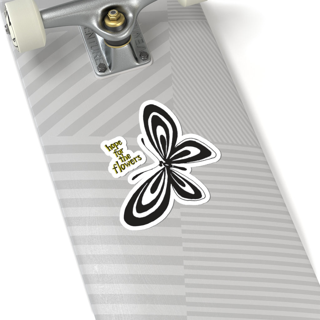 Stripe Butterfly with Book Title Kiss-Cut Sticker