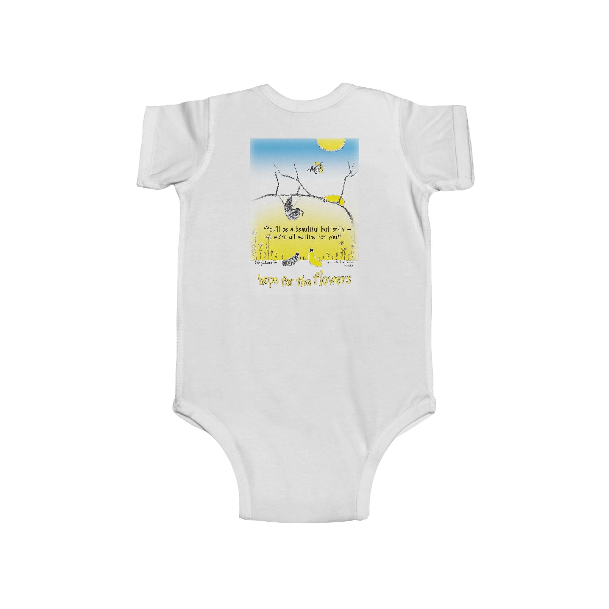 Hope for the Flowers Infant Bodysuit | 100% Combed Ringspun Cotton | Springtime Butterfly Illustration | Eco-Friendly Baby Gift