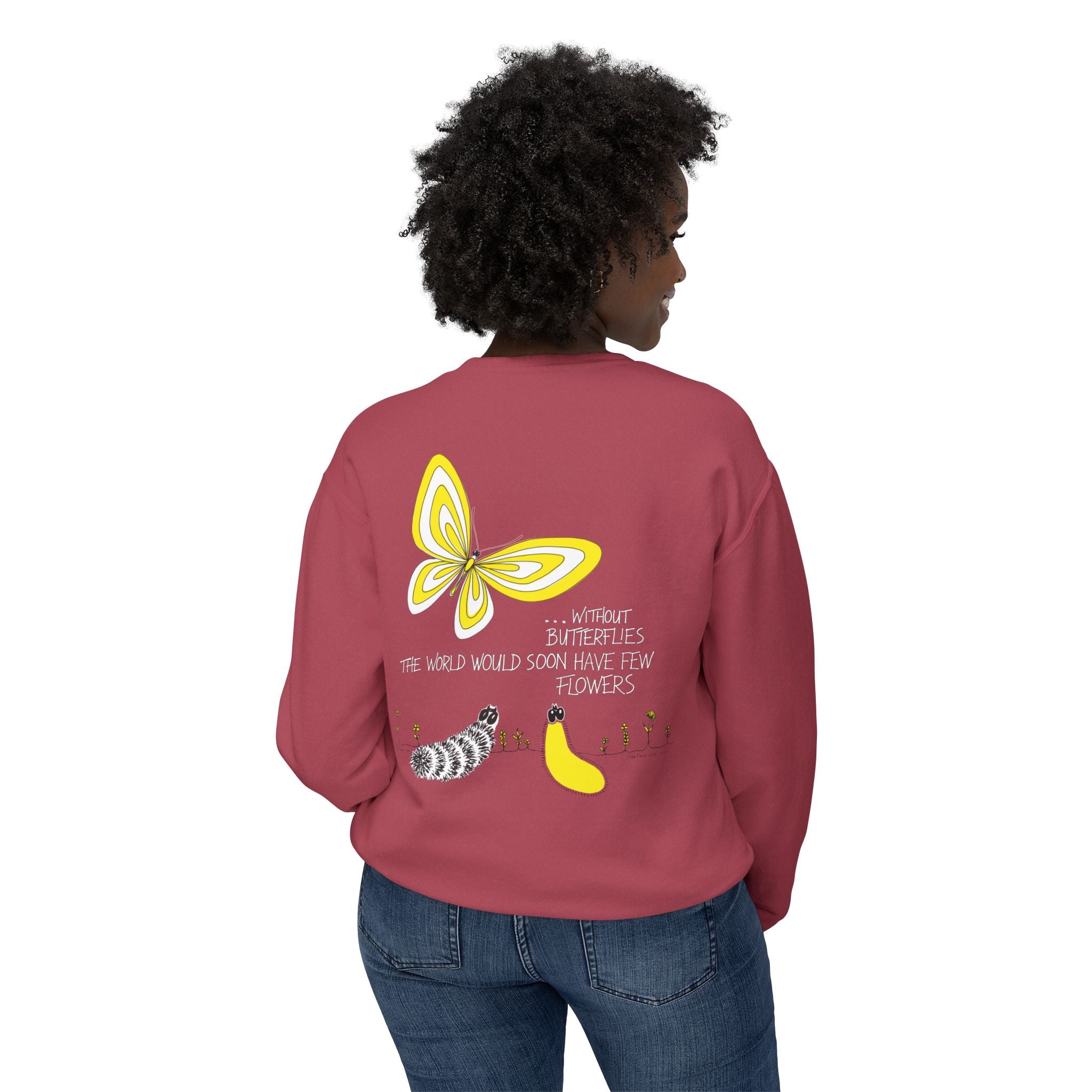 Hope for the Flowers Lightweight Sweatshirt | 100% Ring-Spun Cotton | Relaxed Crewneck | Nature-Inspired Butterfly Design | Sustainable Gift of Hope