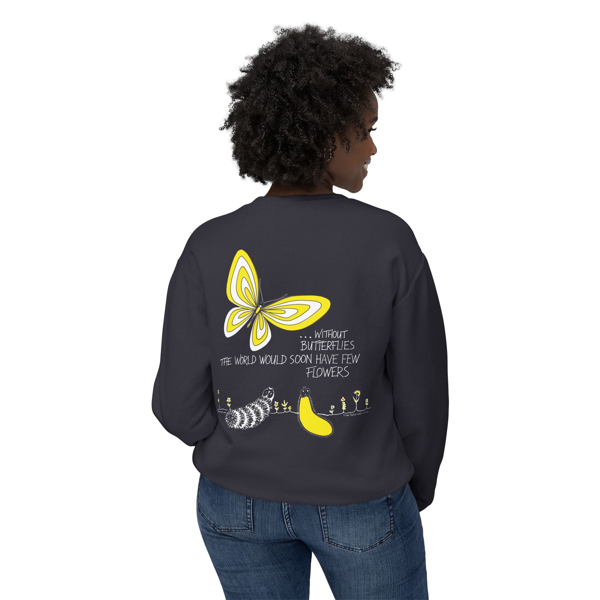 Hope for the Flowers Lightweight Sweatshirt | 100% Ring-Spun Cotton | Relaxed Crewneck | Nature-Inspired Butterfly Design | Sustainable Gift of Hope