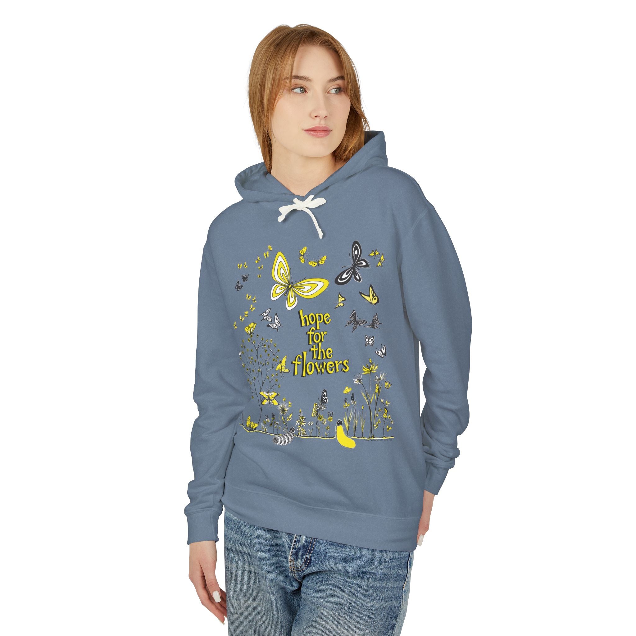 Hope for the Flowers 100% Ring-Spun Cotton Unisex Hoodie |  | Garment-Dyed Eco-Friendly Fleece | Inspirational Butterfly Design | Sustainable Gift of Hope