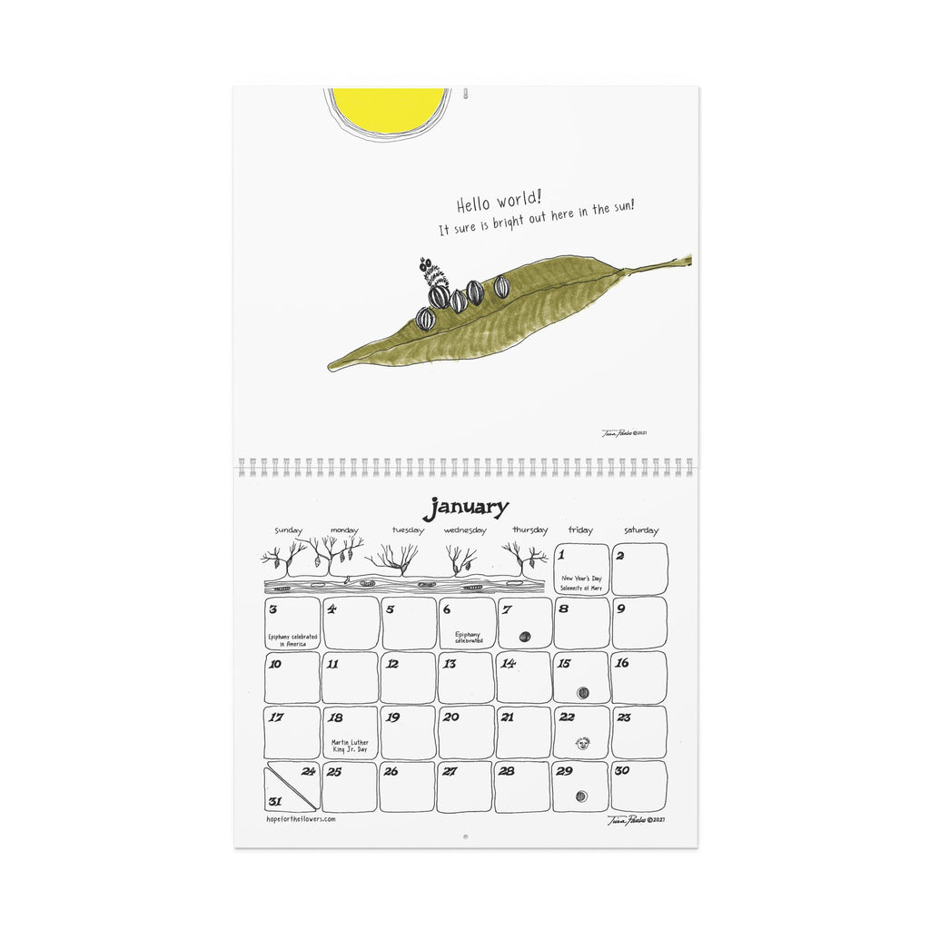 Hope for the Flowers Wall Calendar — 12‑Month Inspirational Floral & Butterfly Calendar