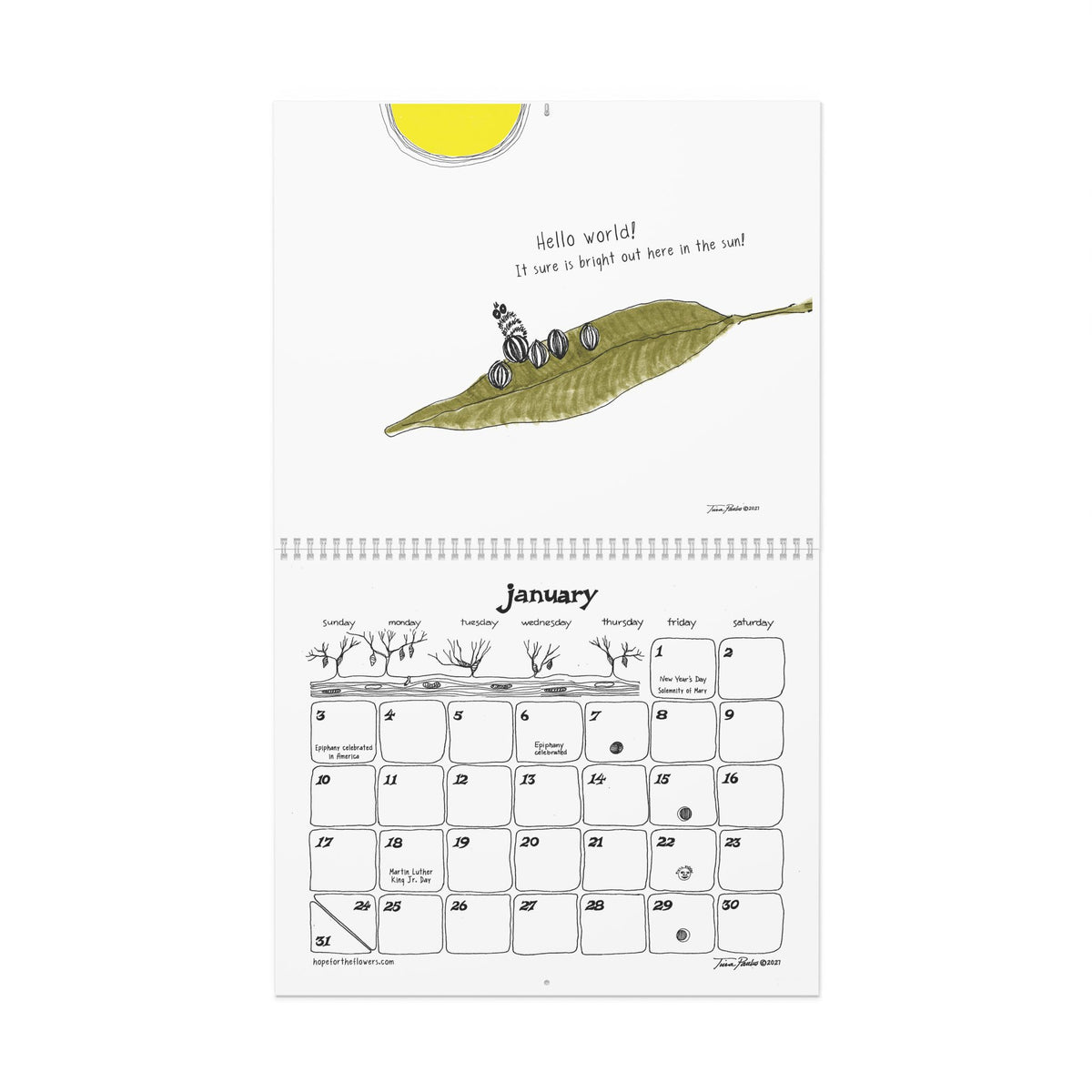 Hope for the Flowers Wall Calendar — 12‑Month Inspirational Floral & Butterfly Calendar