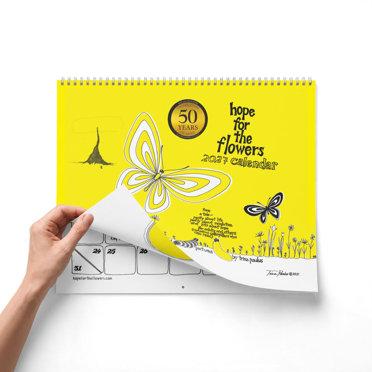 Hope for the Flowers Wall Calendar — 12‑Month Inspirational Floral & Butterfly Calendar