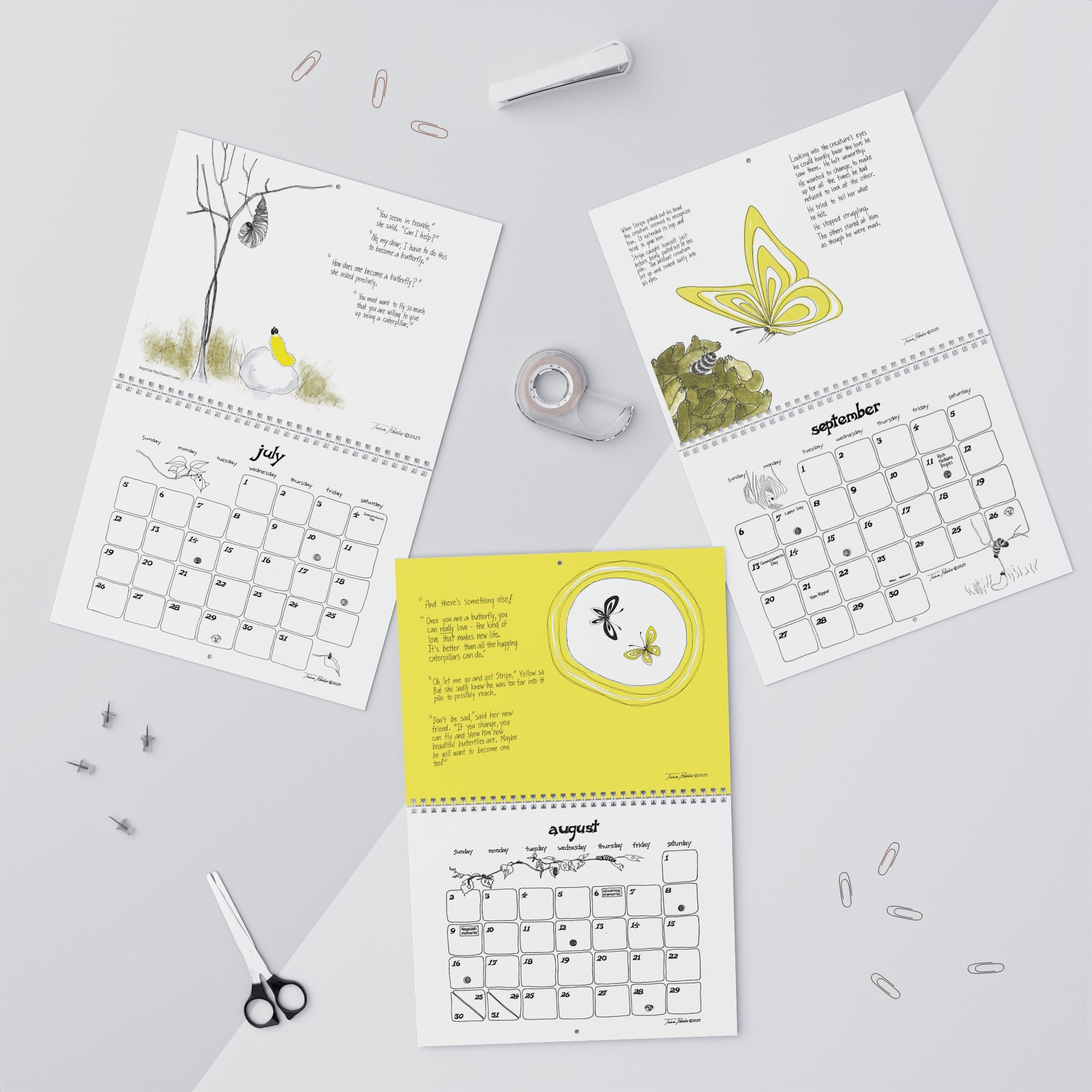 Hope for the Flowers Wall Calendar | Illustrated Monthly Planner | Inspirational Calendar of Hope & Transformation